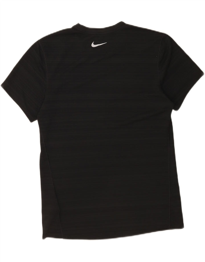 Nike Mens Dri Fit T-Shirt Top Medium Black Striped Polyester