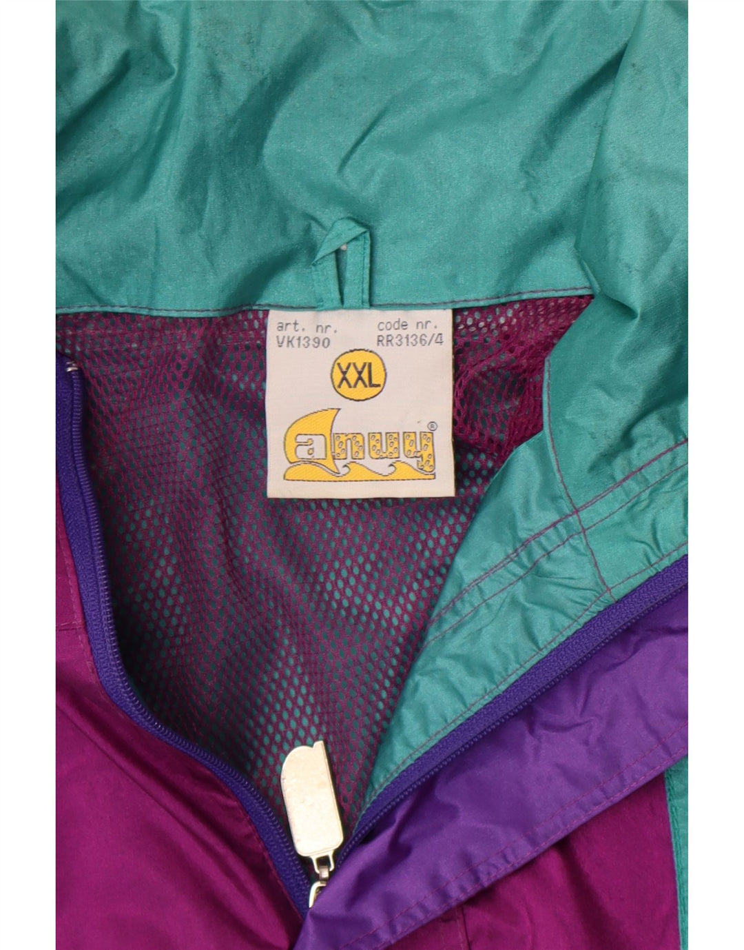 Vintage Mens Rain Jacket UK 44 2XL Purple Colourblock Nylon