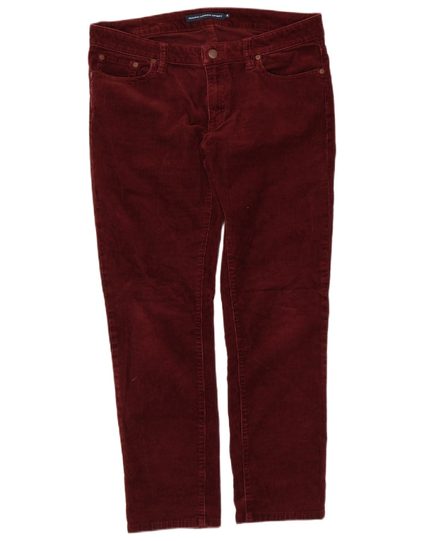 Ralph Lauren Womens Slim Corduroy Trousers US 12 Large W34 L27 Burgundy