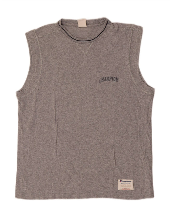 CHAMPION Mens Vest Top XL Grey Flecked Cotton