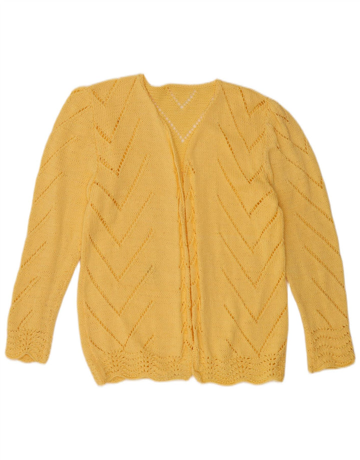 VINTAGE Womens Open Cardigan Sweater UK 12 Medium Yellow