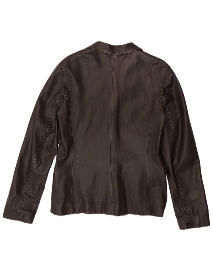 Vintage Womens 3 Button Leather Blazer Jacket EU 38 Medium Brown Leather