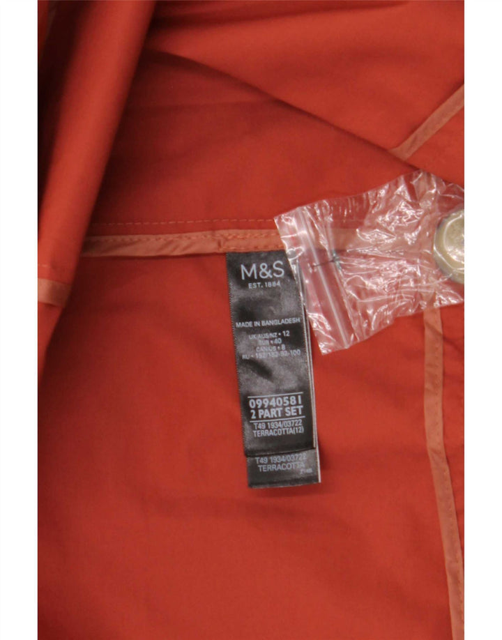 Marks & Spencer Womens Overcoat UK 12 Medium Brown Cotton