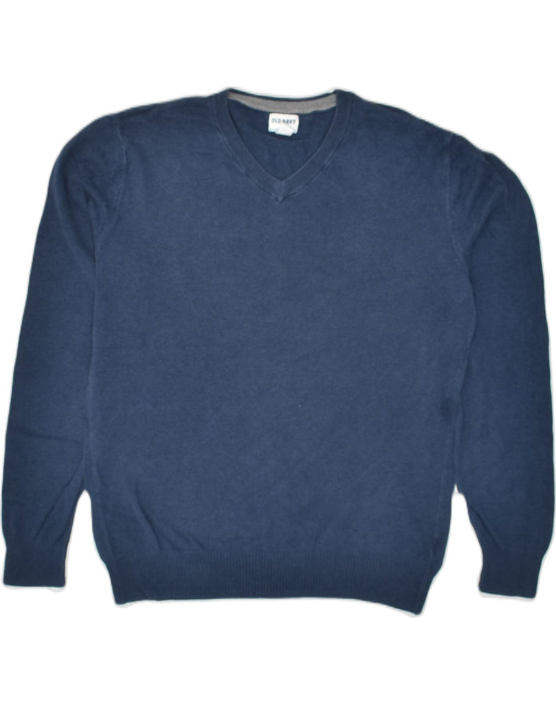 OLD NAVY Mens V-Neck Jumper Sweater Medium Navy Blue Cotton | Vintage Old Navy | Thrift | Second-Hand Old Navy | Used Clothing | Messina Hembry 