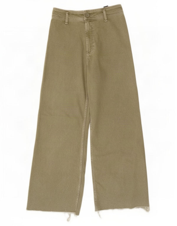 Zara Womens High Rise Wide Leg Jeans EU 40 Medium W30 L29 Khaki Cotton