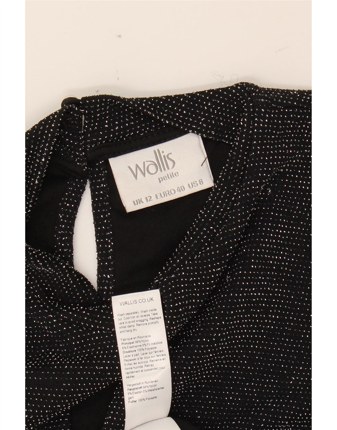 WALLIS Womens Sheath Dress UK 12 Medium  Black Flecked Polyester Vintage Wallis and Second-Hand Wallis from Messina Hembry 