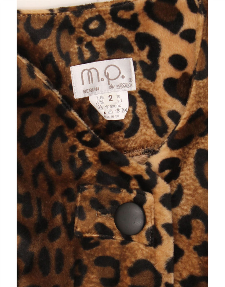 VINTAGE Womens Oversized Faux Fur Jacket UK 18 XL Brown Animal Print