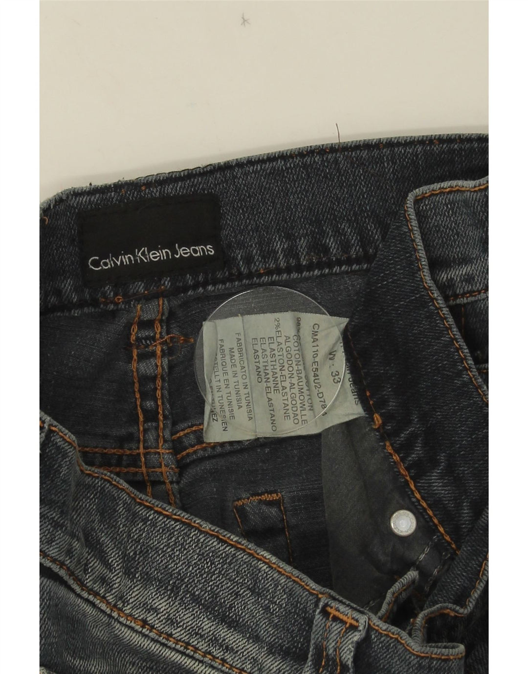 Calvin Klein Mens Straight Jeans W33 L28 Blue Cotton