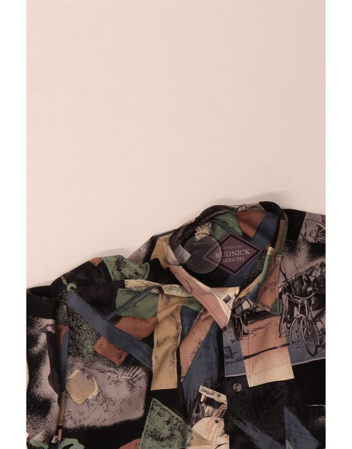 RUDNICK Mens Abstract Pattern Short Sleeve Shirt Medium Multicoloured