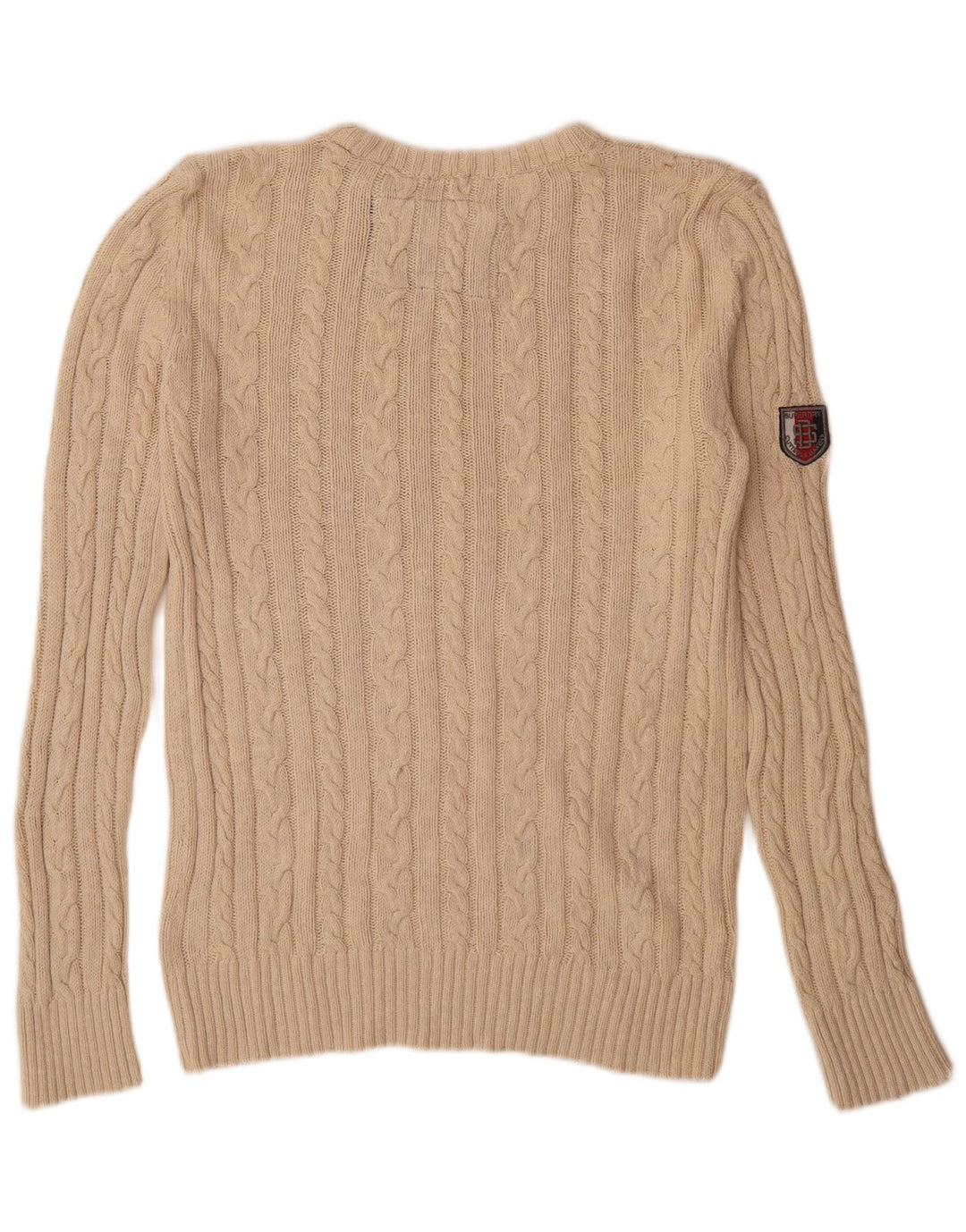 Superdry Mens Crew Neck Jumper Sweater Small Beige Cotton