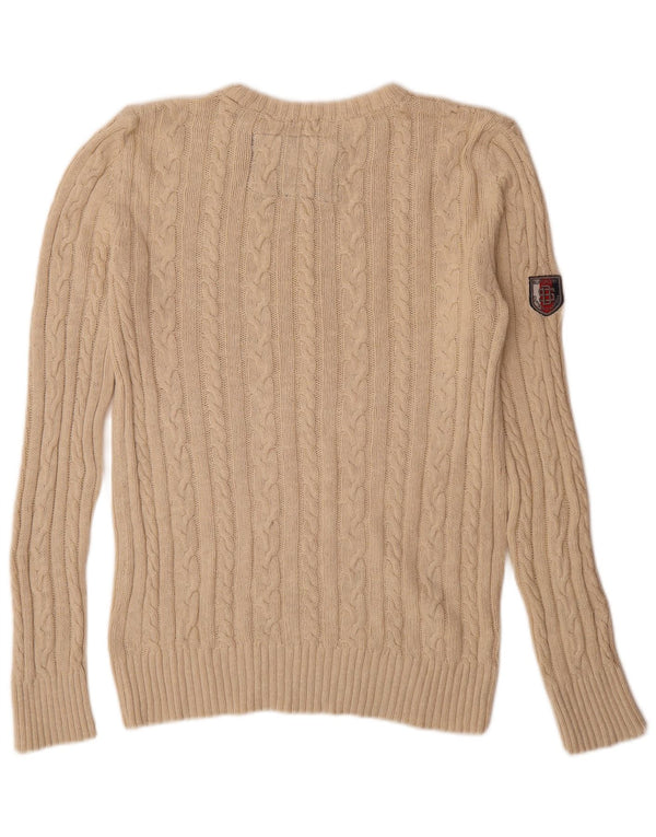 Superdry Mens Crew Neck Jumper Sweater Small Beige Cotton