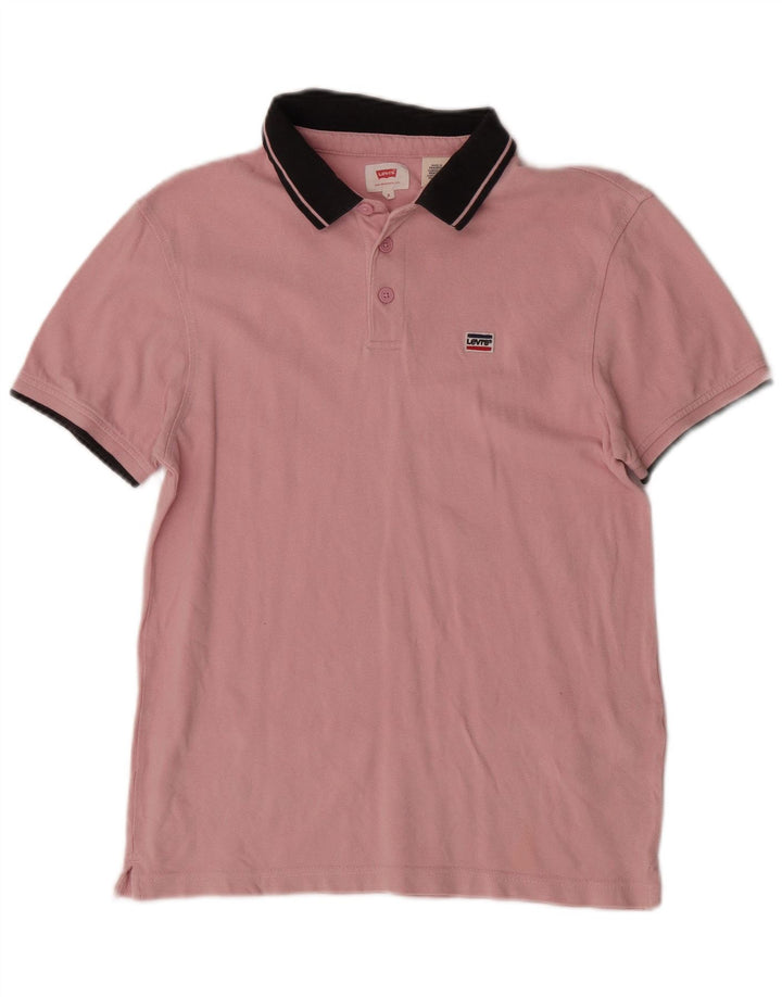 Levi's Mens Polo Shirt Small Pink Colourblock Cotton