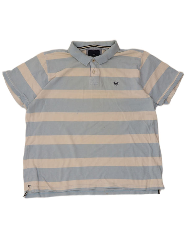 Crew Clothing Mens Polo Shirt 2XL Blue Striped Cotton