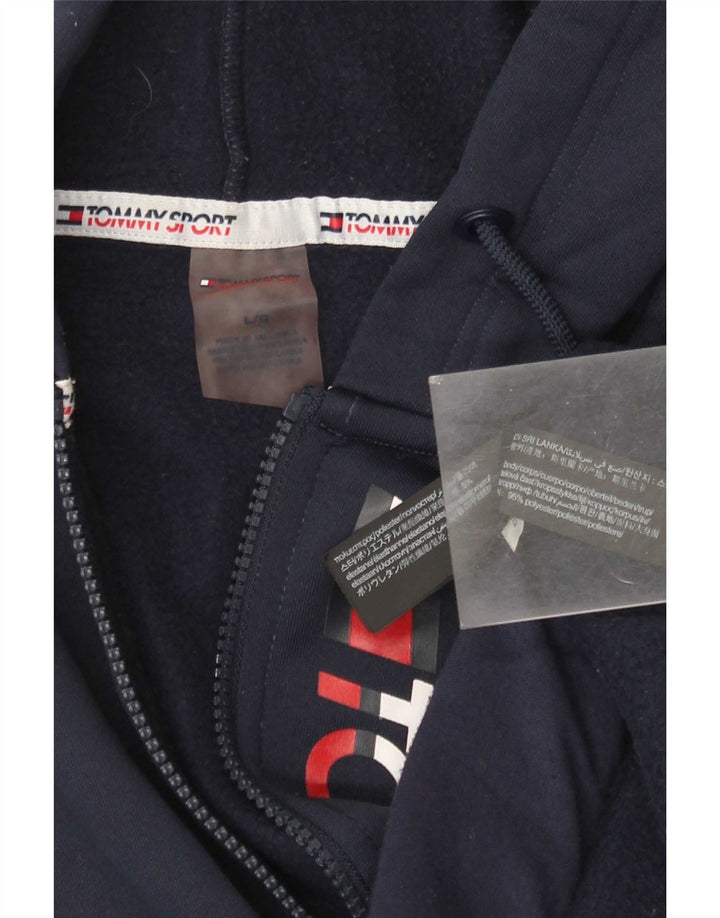 Tommy Hilfiger Mens Graphic Zip Hoodie Sweater Large Navy Blue Polyester