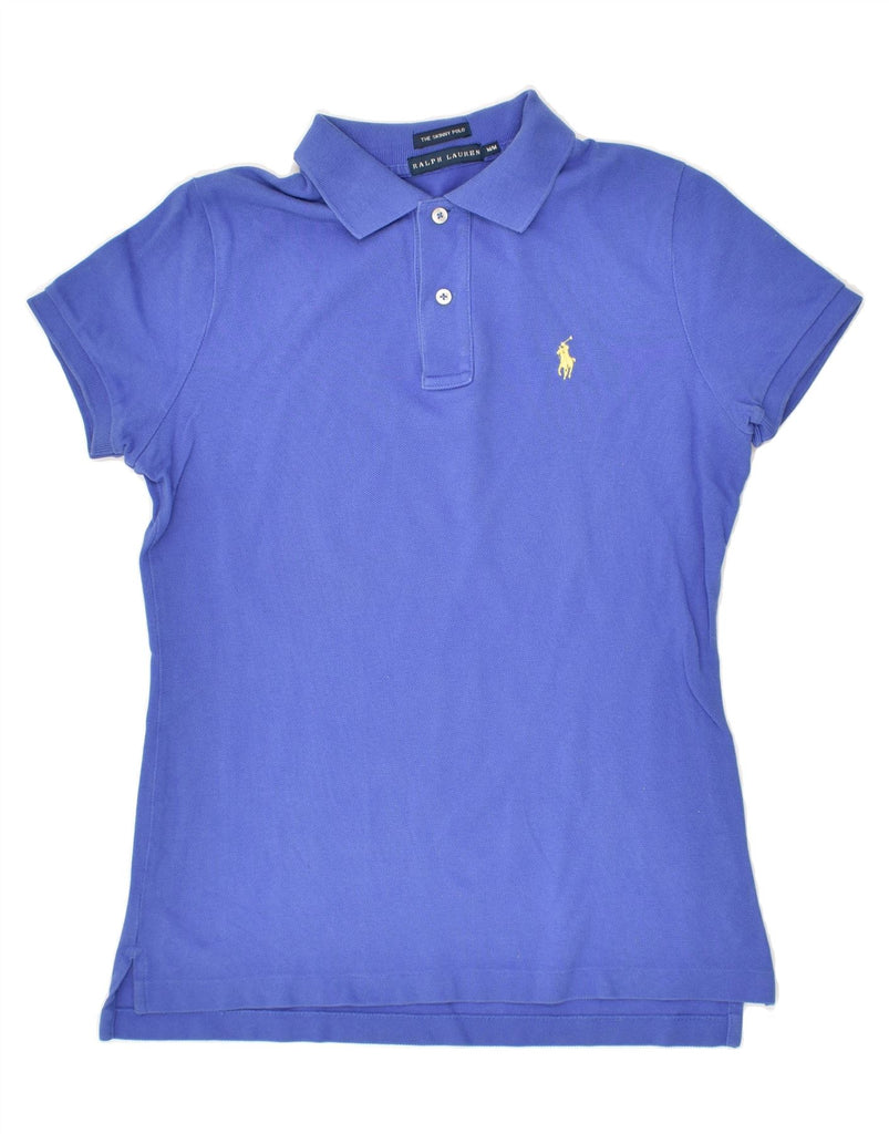 RALPH LAUREN Mens Skinny Polo Shirt Medium Blue Cotton | Vintage Ralph Lauren | Thrift | Second-Hand Ralph Lauren | Used Clothing | Messina Hembry 