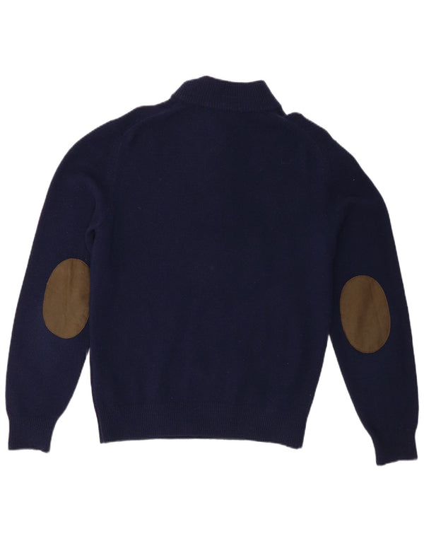 Hackett Mens Zip Neck Jumper Sweater Medium Navy Blue Lambswool