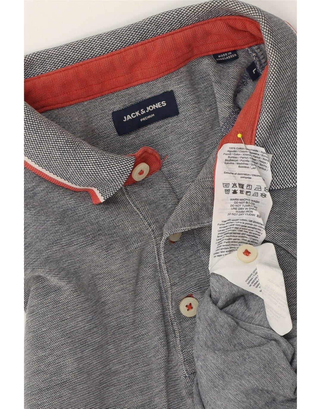 Jack & Jones Mens Polo Shirt Large Grey Flecked Cotton