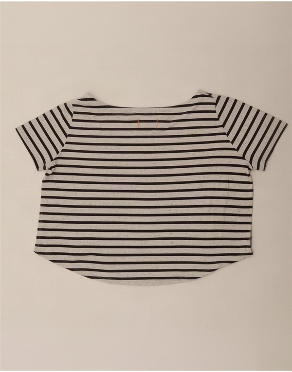 Superdry Womens Oversized T-Shirt Top UK 6 XS White Striped Cotton