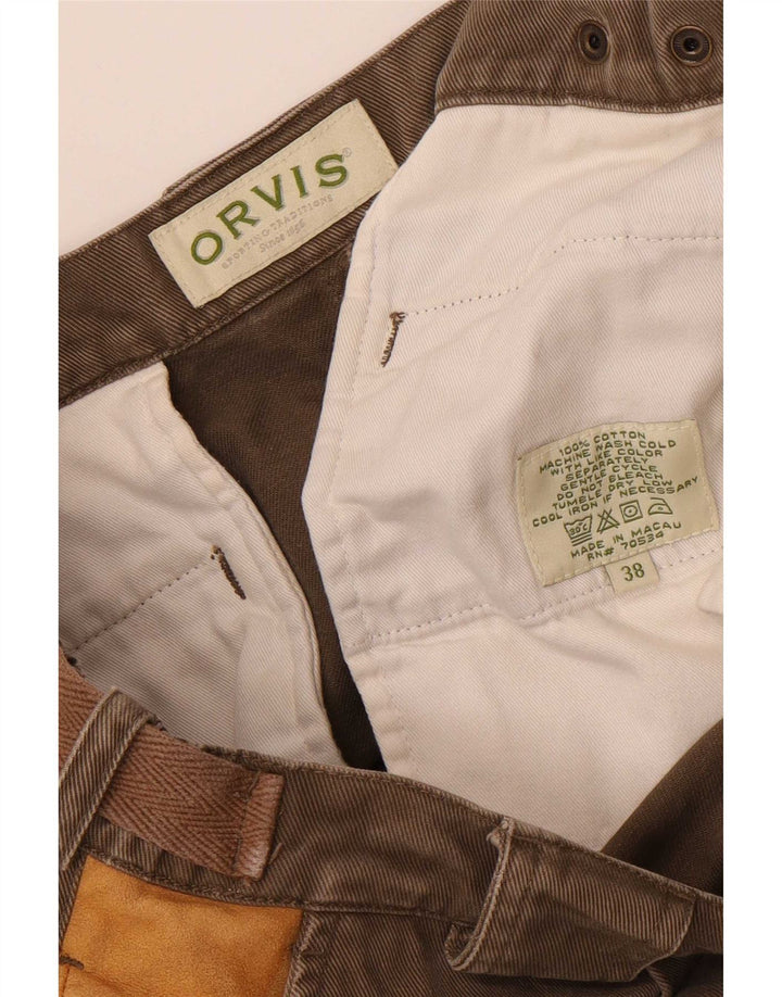 Orvis Mens Straight Cargo Trousers W38 L32 Brown Cotton