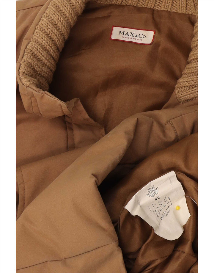 Max & Co. Womens Oversized Padded Gilet UK 10 Small Beige Cotton