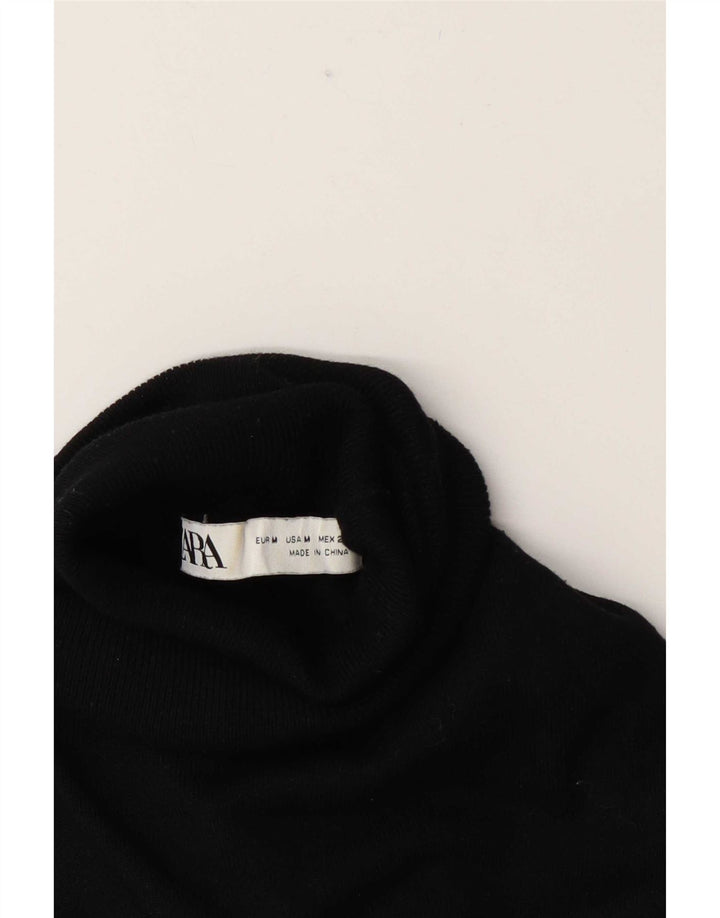 Zara Womens Roll Neck Jumper Sweater UK 12 Medium Black