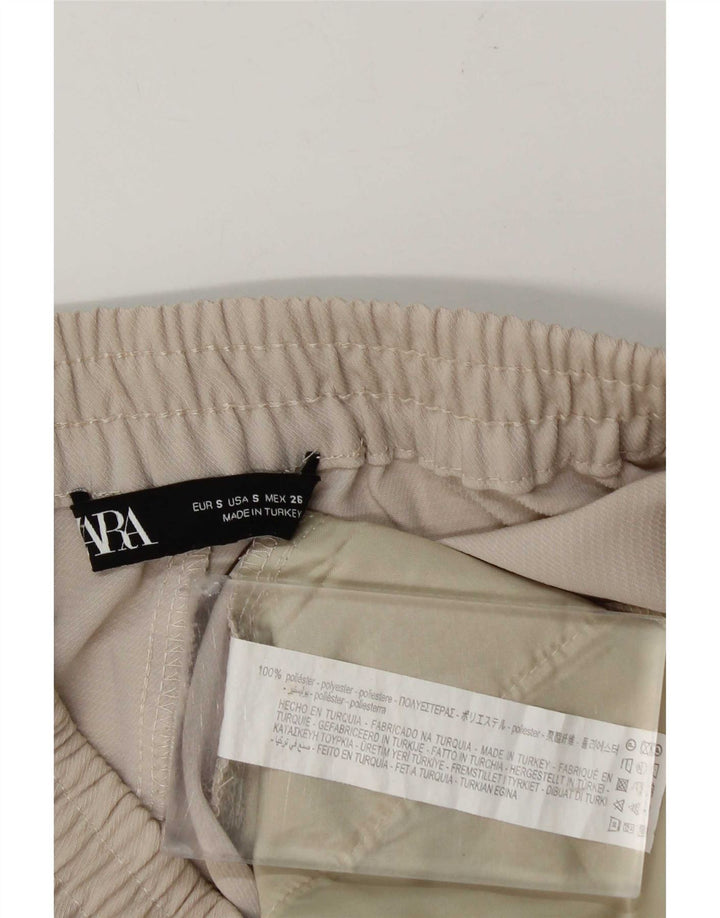 Zara Womens Tapered Casual Trousers Small W26 L25 Beige Polyester