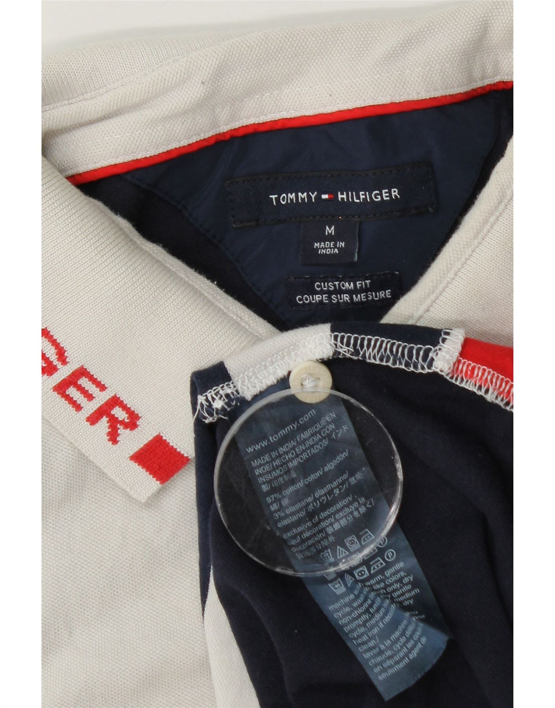 Tommy Hilfiger Mens Graphic Polo Shirt Medium Multicoloured Striped