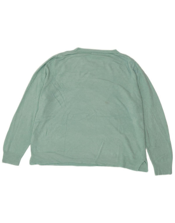 Marks & Spencer Womens Crew Neck Jumper Sweater UK 22 3XL Green Acrylic