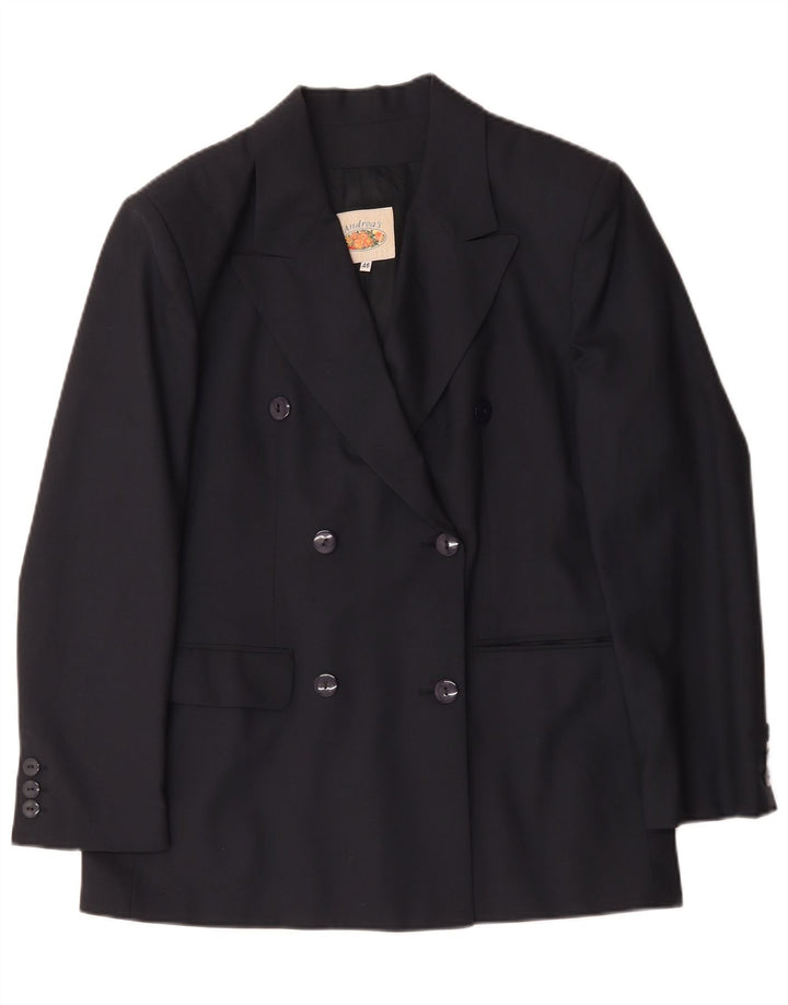 ANDREA'S Womens Double Breasted Blazer Jacket IT 46 Large Navy Blue