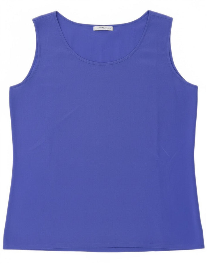 Vintage Womens See Through Vest Top UK 8 Small Blue Silk