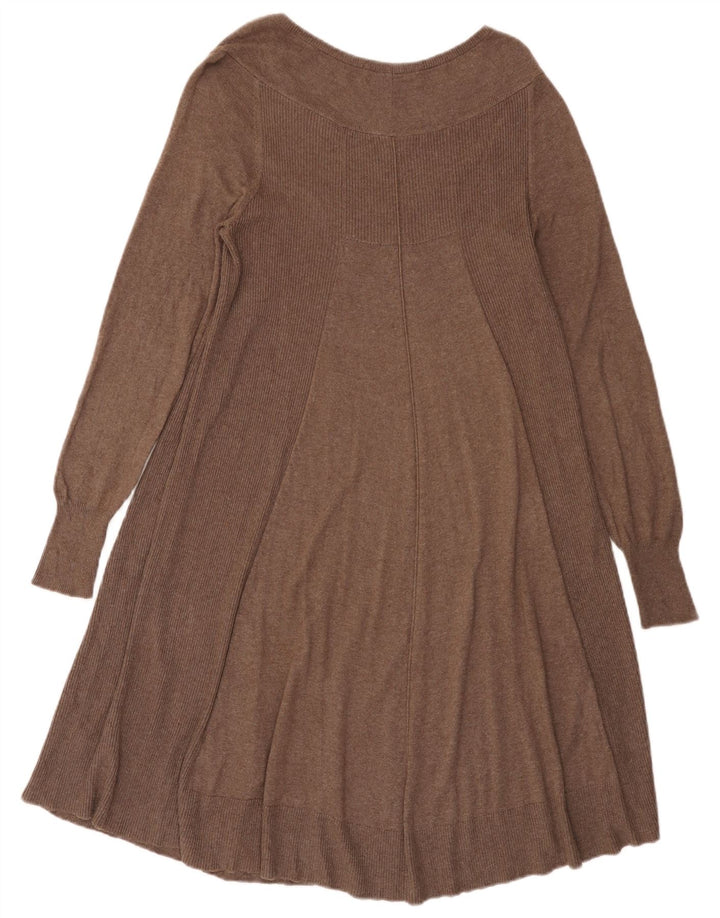 Marks & Spencer Womens Jumper Dress UK 14 Medium Brown Cotton