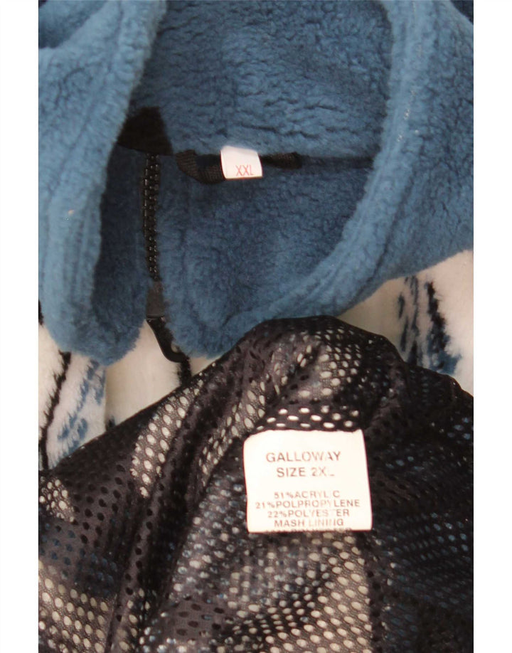 Galloway Mens Abstract Pattern Fleece Jacket UK 44 2XL Blue Colourblock