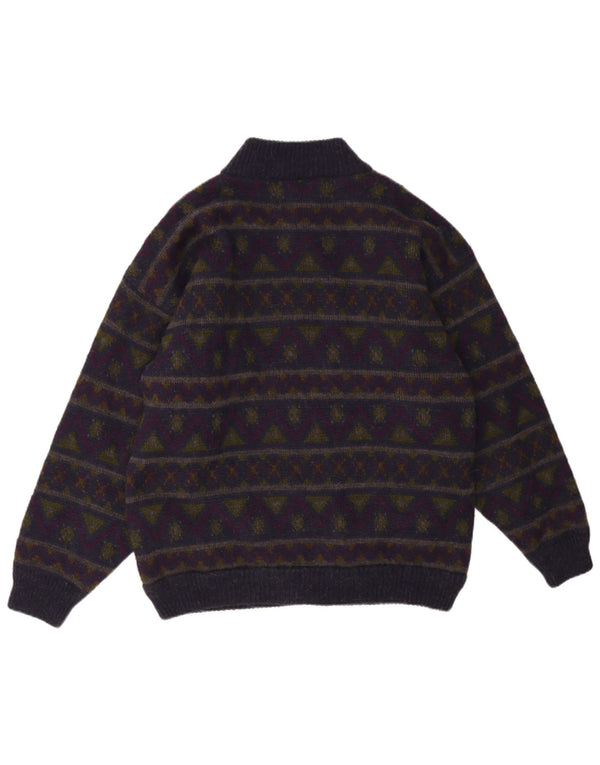Settebello Mens Cardigan Sweater Medium Multicoloured Geometric