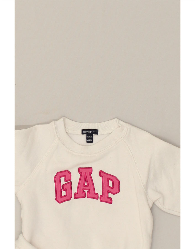 GAP Baby Girls Graphic Sweatshirt Jumper 12-18 Months White Cotton | Vintage Gap | Thrift | Second-Hand Gap | Used Clothing | Messina Hembry 