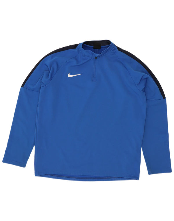 Nike Boys Zip Neck Pullover Tracksuit Top 13-14 Years XL Blue Colourblock