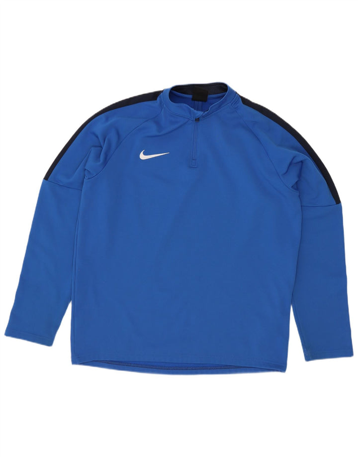 Nike Boys Zip Neck Pullover Tracksuit Top 13-14 Years XL Blue Colourblock