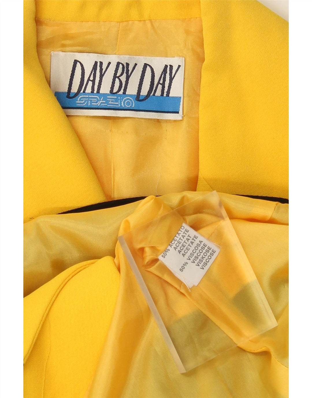 Vintage Womens 3 Button Blazer Jacket UK 14 Medium Yellow Colourblock