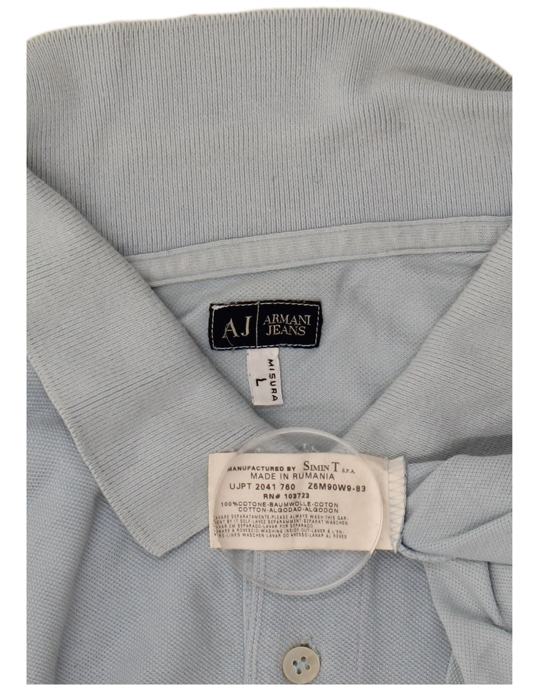 Armani Mens Polo Shirt Large Blue Cotton