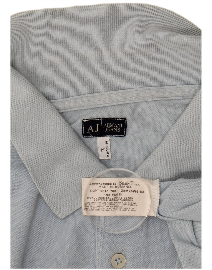 Armani Mens Polo Shirt Large Blue Cotton