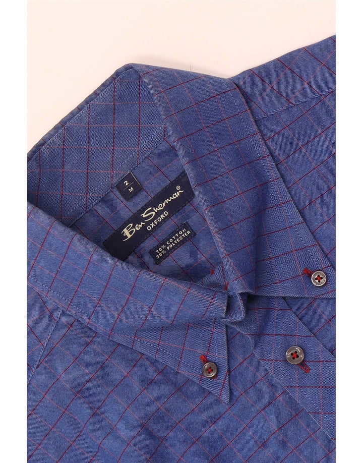 Ben Sherman Mens Shirt Medium Blue Check Cotton