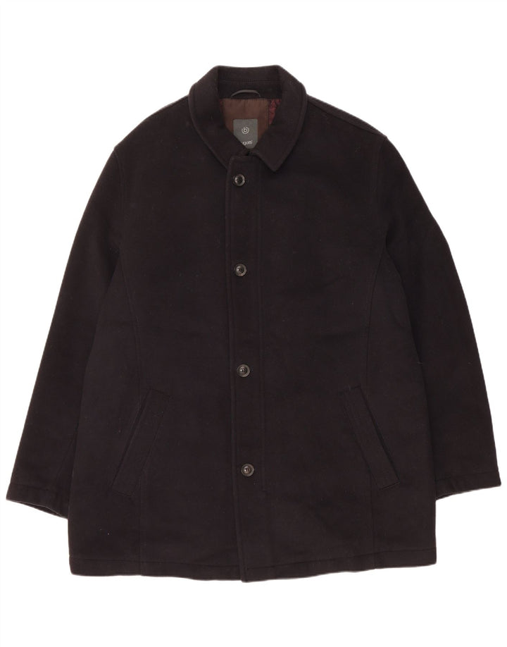 Bugatti Mens Overcoat UK 42 XL Black Wool