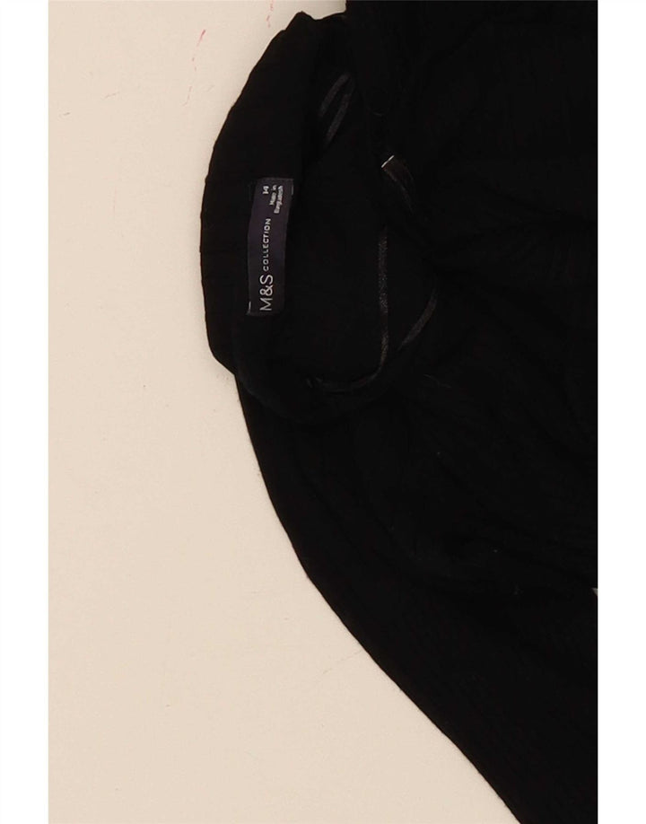 Marks & Spencer Womens Crop Top Long Sleeve UK 14 Medium Black