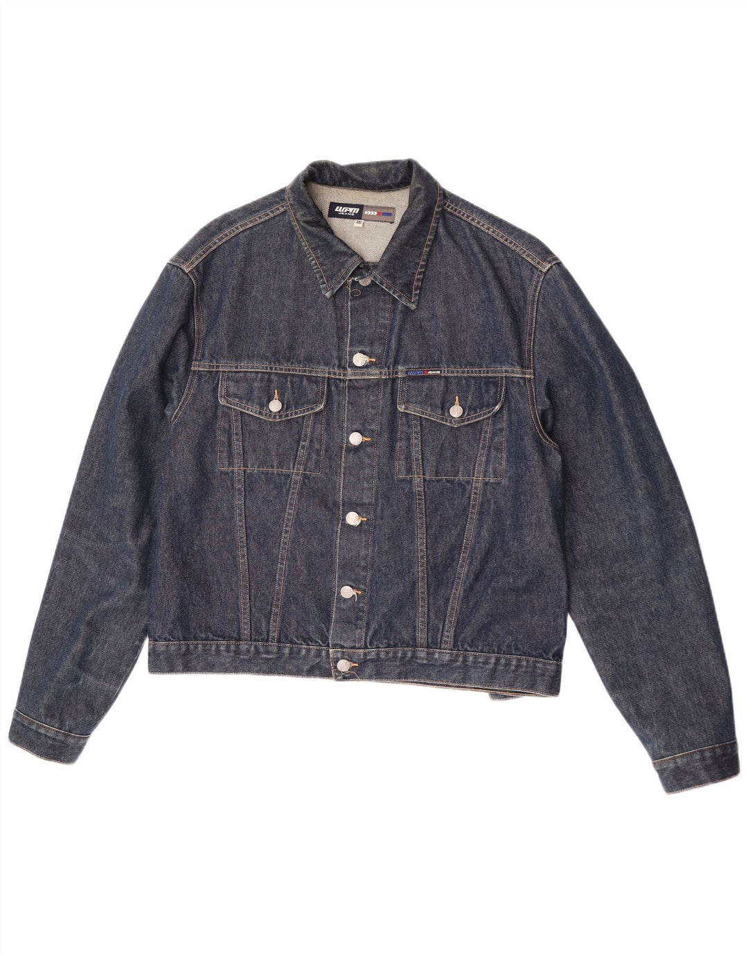 WPM Mens Denim Jacket UK 44 2XL Navy Blue Cotton
