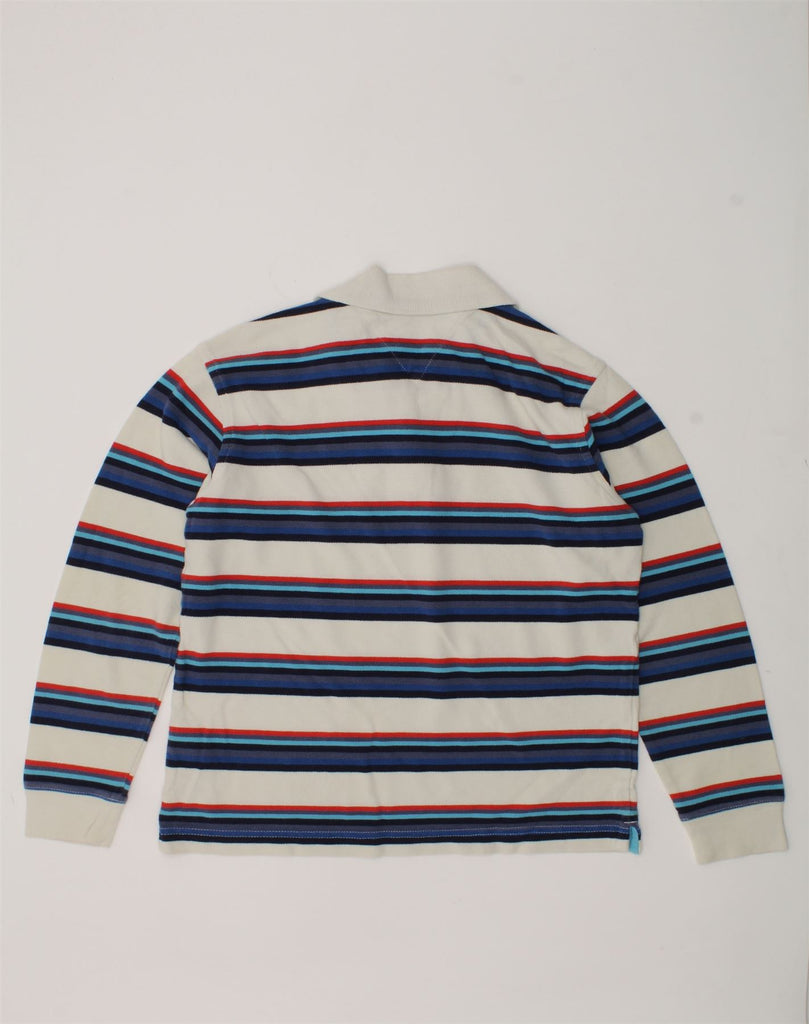 TOMMY HILFIGER Boys Long Sleeve Polo Shirt 8-9 Years Medium Blue Striped | Vintage Tommy Hilfiger | Thrift | Second-Hand Tommy Hilfiger | Used Clothing | Messina Hembry 