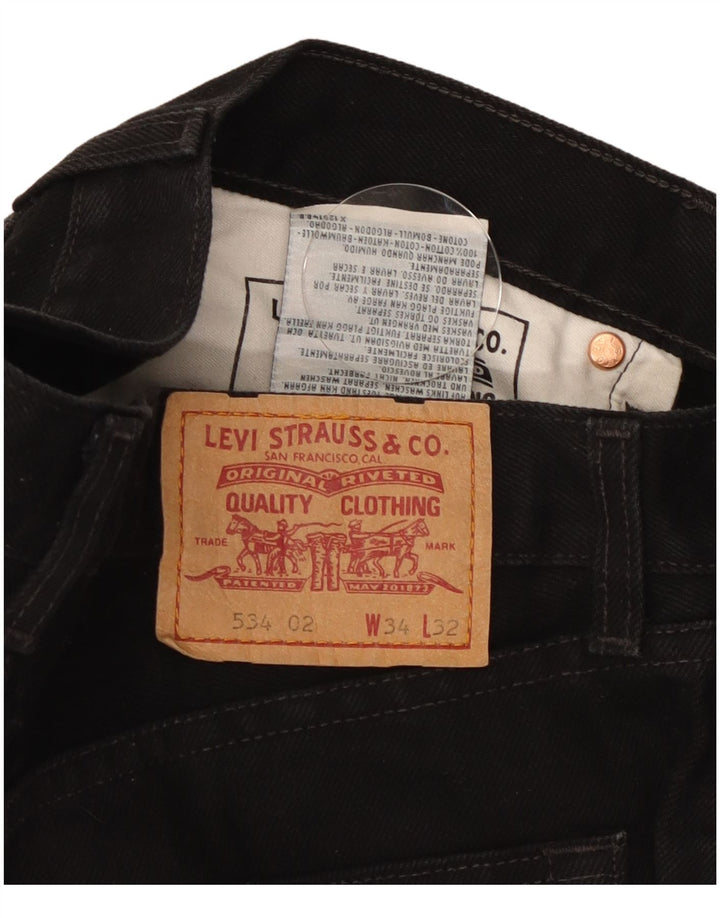 Levi's Mens 534 Straight Jeans W34 L28 Black Cotton