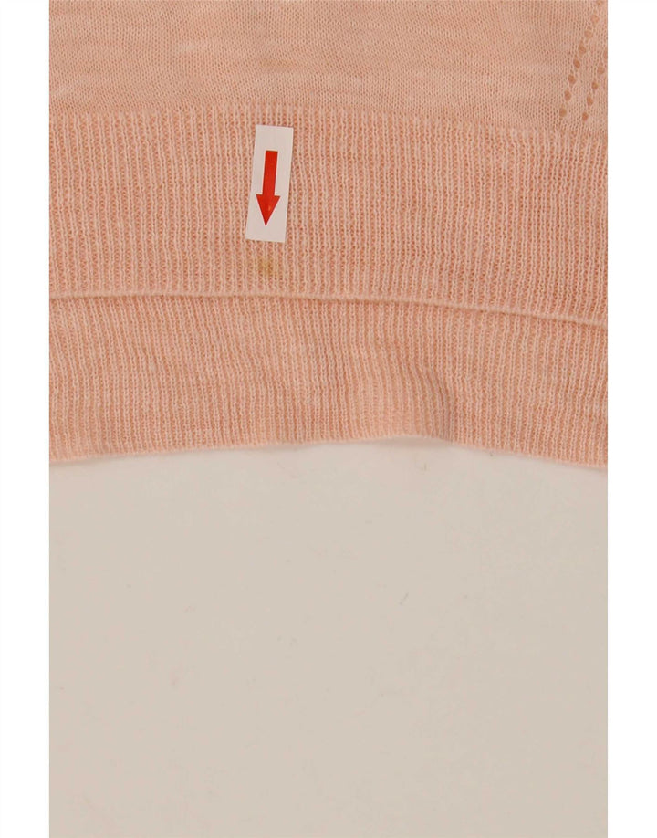 Marks & Spencer Womens See Through V-Neck Jumper Sweater UK 14 Medium Pink