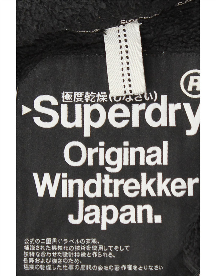 SUPERDRY Mens Windtrekker Windbreaker Jacket UK 46 3XL Black Polyester