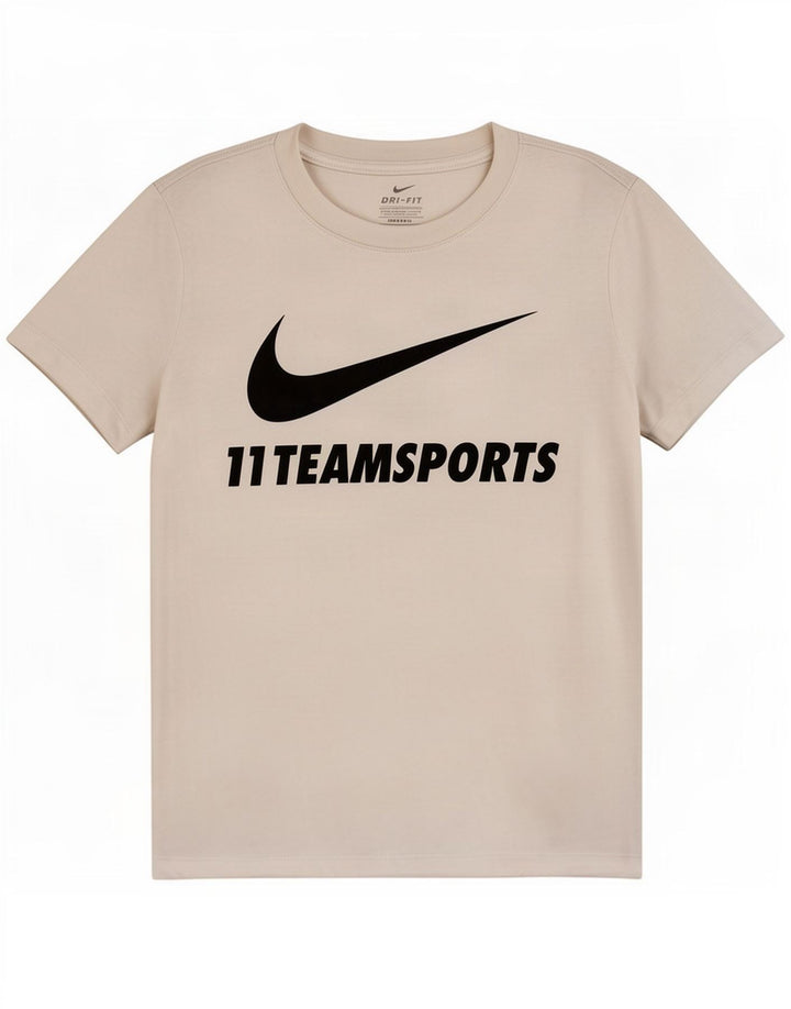Nike Womens Dri Fit Graphic T-Shirt Top UK 12 Medium White Polyester