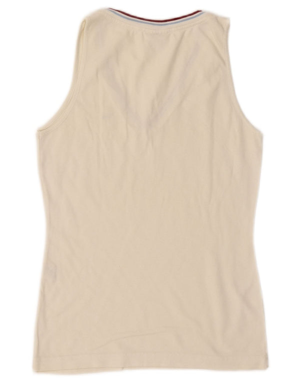 Lacoste Womens Vest Top Size 40 Medium Off White Cotton