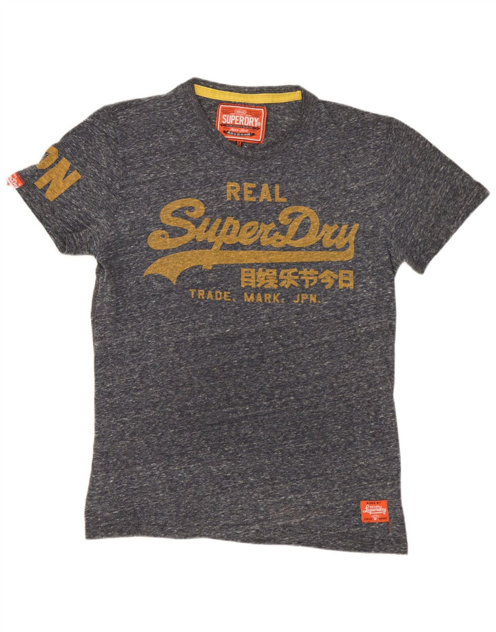 SUPERDRY Mens Graphic T-Shirt Top Medium Grey Flecked Cotton